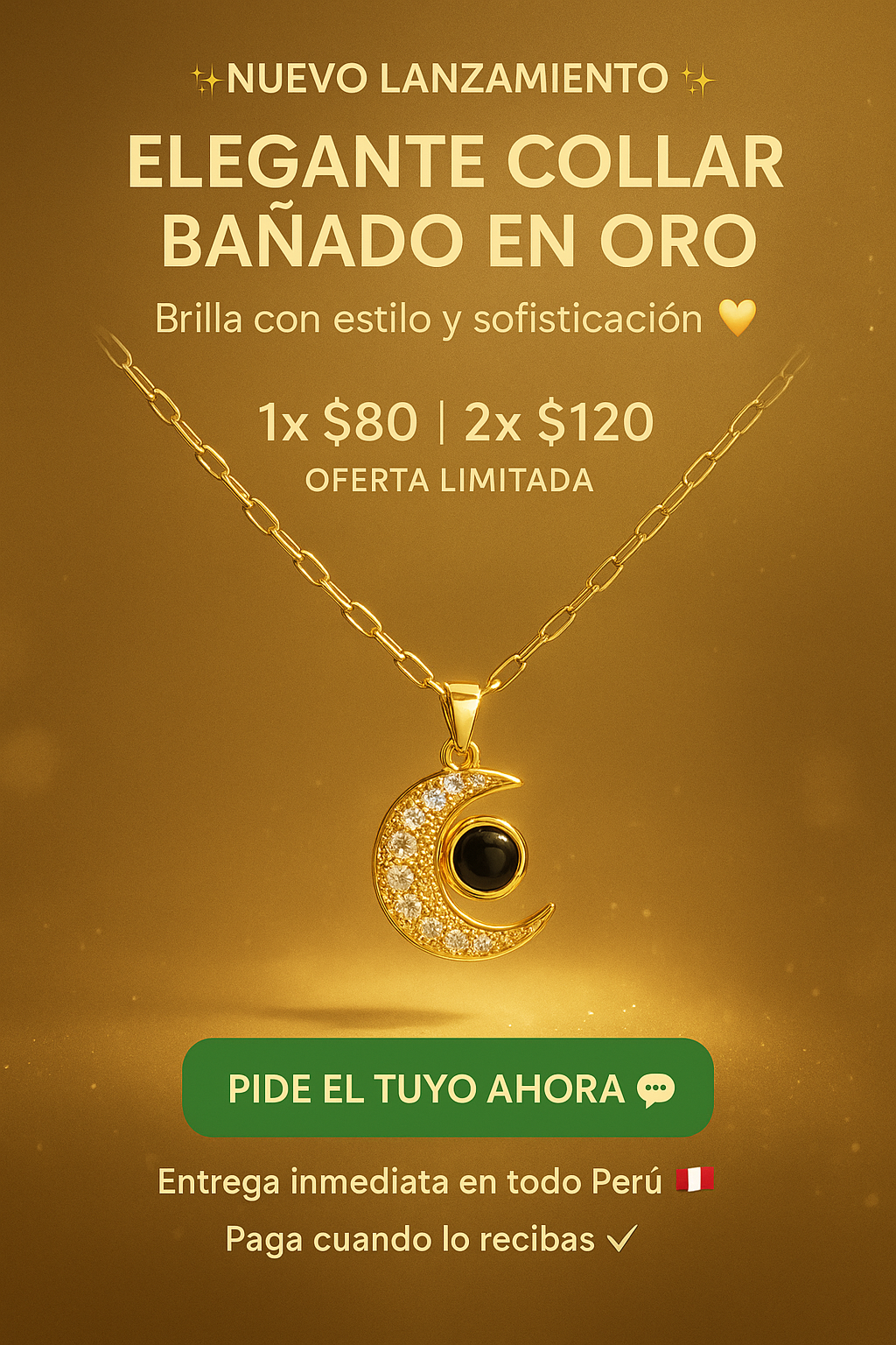 Collar Luna Dorada ¿Lista para destacar con un toque de lujo que refleje tu verdadera esencia?